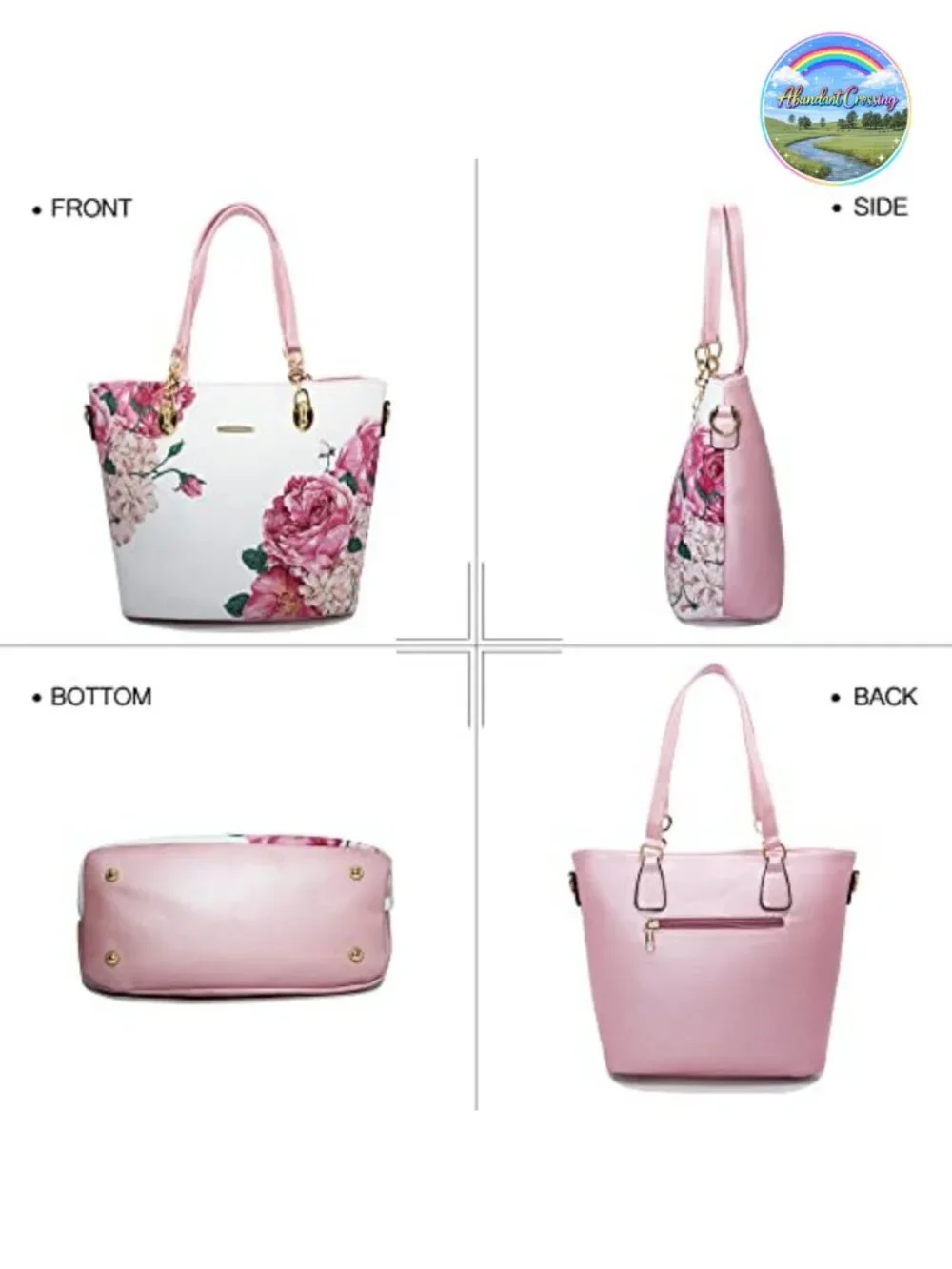 Faux Leather 6-Piece Satchel Shoulder Tote Handbag Set with Top Handle